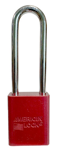 Alum Padlock 1-1/2" Body 1/4" Shackle Diameter 3" Shackle Length Red 1