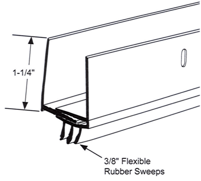 Adjustable Door Shoe 3/4" to 1-1/2" thick doors, 36" Sizing Chart