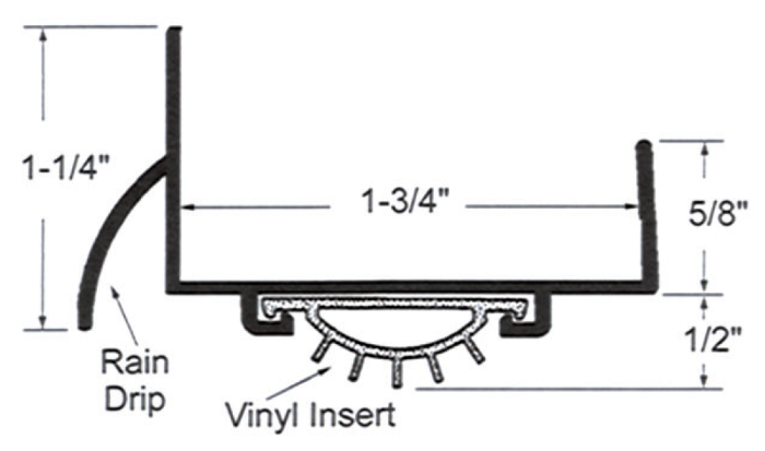 Door Shoe Aluminum w/Vinyl Insert Sizing Chart