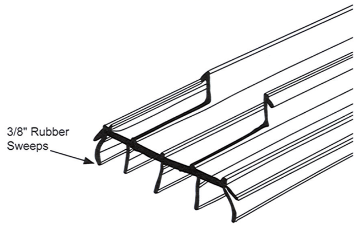 Door Sweep, 1-3/4"W x 3/8"H Rubber Sweeps, 36", Sizing Chart