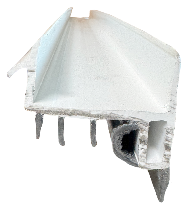 Door Shoe, 1-3/4"W x 1-1/2"H, Plus 1/2" Rubber Sweep, 36" Long, White 1