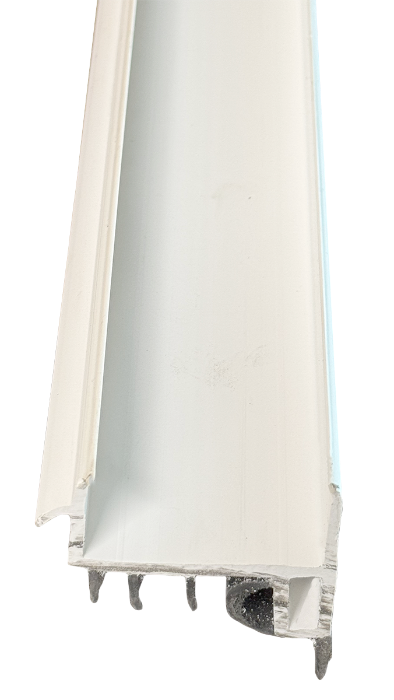 Door Shoe, 1-3/4"W x 1-1/2"H, Plus 1/2" Rubber Sweep, 36" Long, White 1