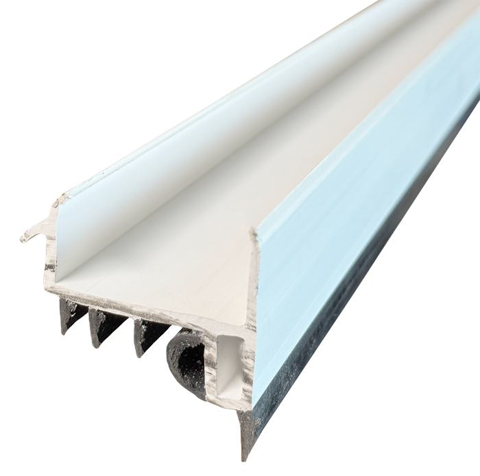 Door Shoe, 1-3/4"W x 1-1/2"H, Plus 1/2" Rubber Sweep, 36" Long, White 3