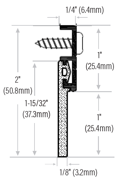 Sizing chart for the DS136C Weatherstrip