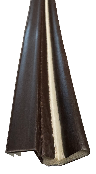 Residential brown single door, kerf weatherstrip