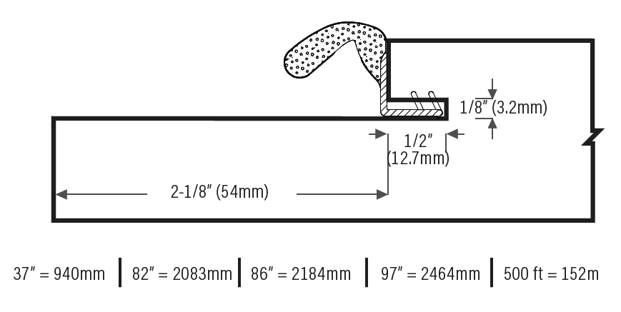 Residential White Single Door Kerf Weatherstrip Sizing Chart 2