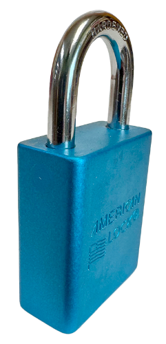 Alum Padlock 1-1/2" Body 1/4" Shackle Diameter 1" Shackle Length Blue 2