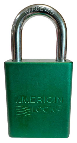 Alum Padlock 1-1/2" Body 1/4" Shackle Diameter 1" Shackle Length Green 1