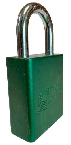 Alum Padlock 1-1/2" Body 1/4" Shackle Diameter 1" Shackle Length Green 2