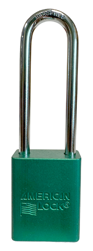 Alum Padlock 1-1/2" Body 1/4" Shackle Diameter 3" Shackle Length Green 1