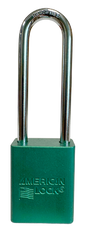Alum Padlock 1-1/2" Body 1/4" Shackle Diameter 3" Shackle Length Green 1