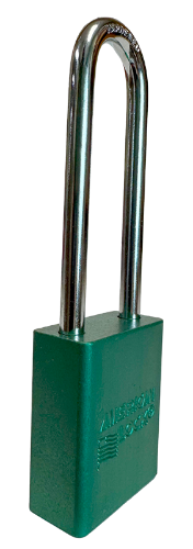 Alum Padlock 1-1/2" Body 1/4" Shackle Diameter 3" Shackle Length Green 2