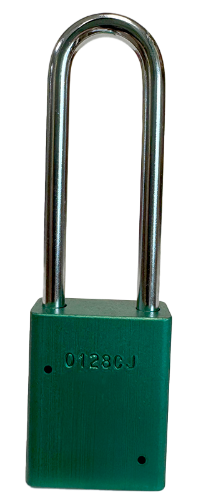 Alum Padlock 1-1/2" Body 1/4" Shackle Diameter 3" Shackle Length Green 4