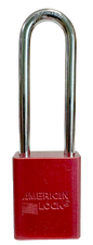 Alum Padlock 1-1/2" Body 1/4" Shackle Diameter 3" Shackle Length Red 1