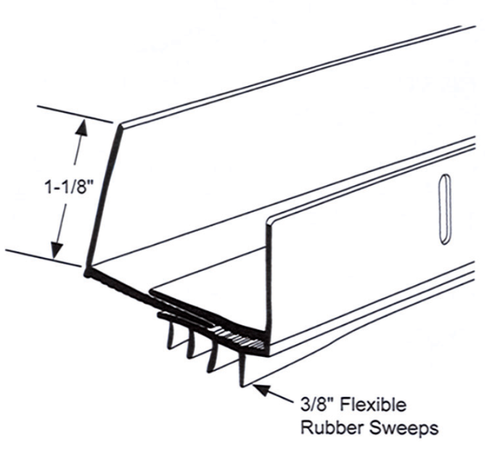 Adjustable Door Shoe 1-3/4" to 2-1/2", White, 36" Sizing Chart