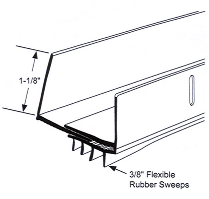 Adjustable Door Shoe 1-3/4" to 2-1/2", White, 36" Sizing Chart