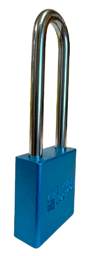 Aluminum Padlock 1-3/4" Body 3" Shackle Length 5/16" Shackle Diameter Blue 2