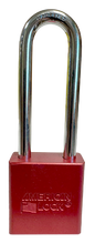 Aluminum Padlock 1-3/4" Body 3" Shackle Length 5/16" Shackle Diameter Red 1