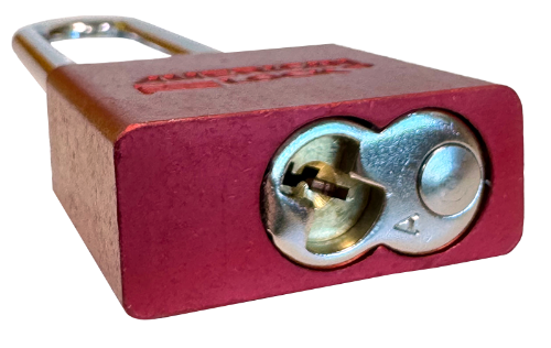 Alum Padlock 1-3/4" Body 5" Shackle Length 5/16" Shackle Diameter Red 5