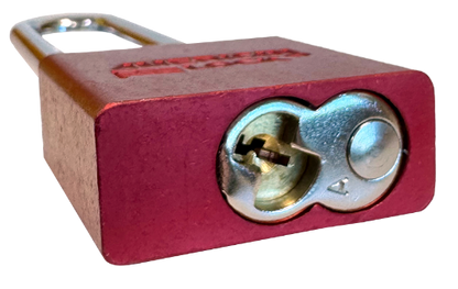 Alum Padlock 1-3/4" Body 5" Shackle Length 5/16" Shackle Diameter Red 5