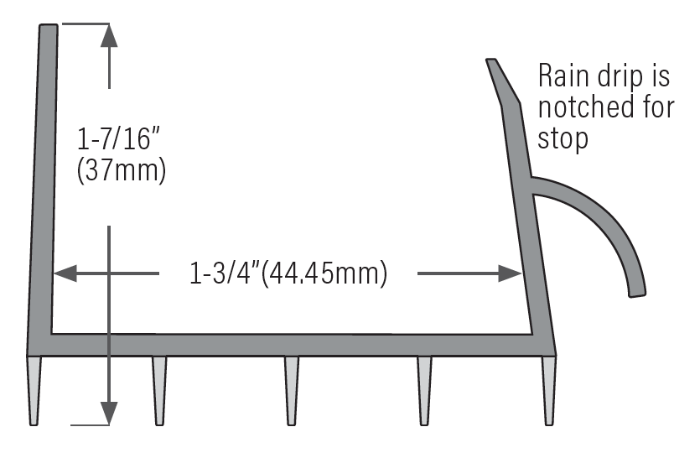 Residential white 1-3/4"x36" rubber fin door sweep Sizing Chart