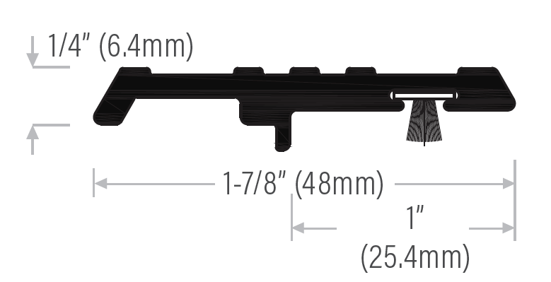 Flat bar astragal with pile insert, 1/4" Height, 1-7/8" Width, 84" Length