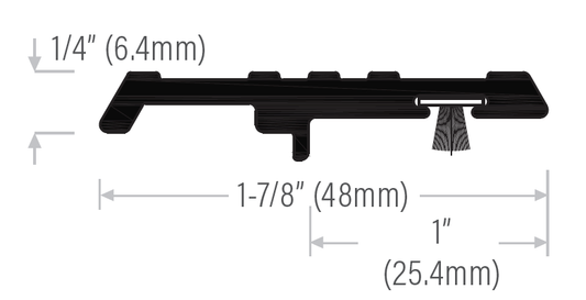 Flat bar astragal with pile insert, 1/4" Height, 1-7/8" Width, 84" Length