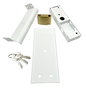 Folding gate lock option. Slam lock with 100% steel chamber, covered. White. 1
