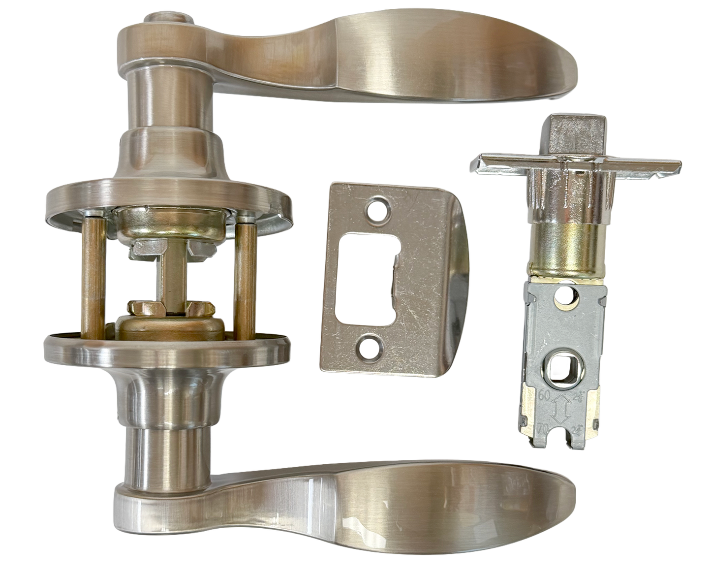 LSDS Grade 3 Leverset 50 Series. Privacy. LA Design. Both Handed. Satin Nickel Finish. 6