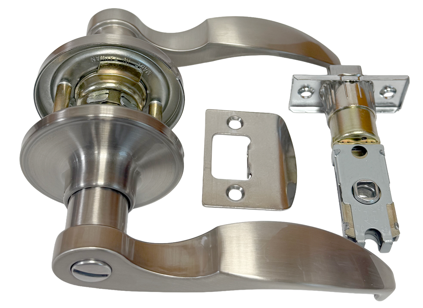 LSDS Grade 3 Leverset 50 Series. Privacy. LA Design. Both Handed. Satin Nickel Finish. 1