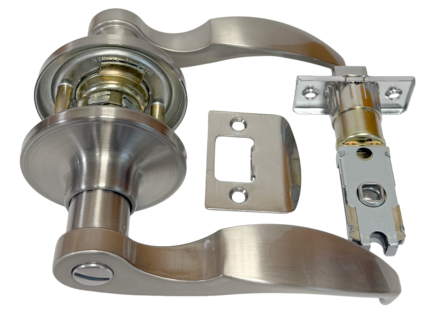 LSDS Grade 3 Leverset 50 Series. Privacy. LA Design. Both Handed. Satin Nickel Finish. 1