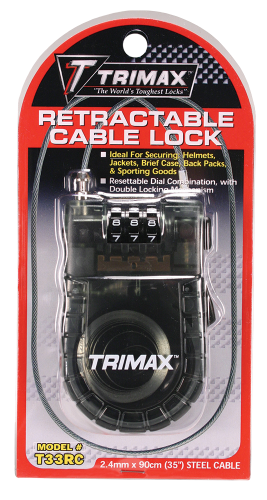 Retractable Cable, 3 Digit Combination Lock, 36" X 3mm 2