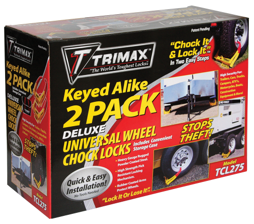 Deluxe TCL75 Universal Wheel Chock Lock, 2-Pack, Keyed Alike